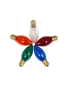 Incandescent Transparent Red Ceramic Holiday C9 Bulb Intermediate Base 7W C-7A/3 Filament Dimmable