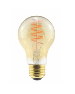 LED A-Shape (A19) Curved Filament Bulb Amber Medium (E26) Base 120V 250 Lumen 15000 hours 82 CRI Dimmable