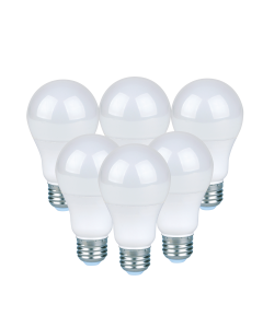 LED A19 Bulb 9W 2700K 3000K 4000K or 5000K 6-Pack Dimmable 120V - 800 Lumen - 15000 hours - 80CRI