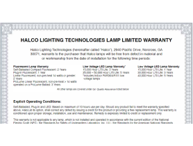 Halco Lighting Technologies Lamp Limited Warranty